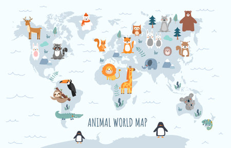 Animal world mapのイラスト素材