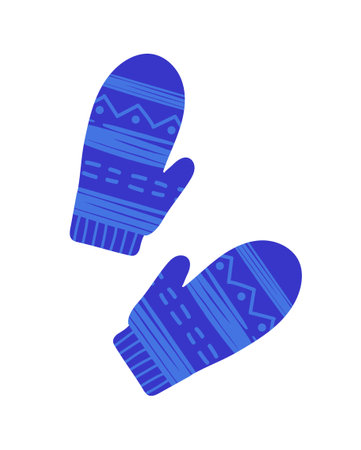Christmas Scandi blue mittensのイラスト素材