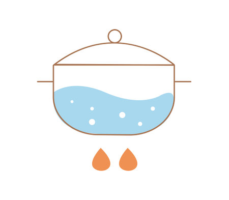 Cooking in pan at fireのイラスト素材