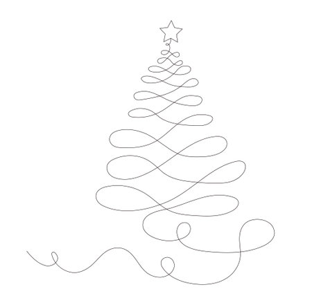 Christmas tree with star lineのイラスト素材