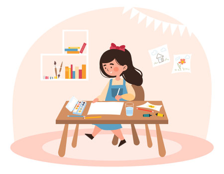 Kid drawing conceptのイラスト素材