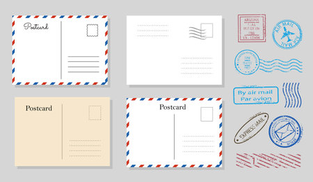 Blank travel postcard setのイラスト素材