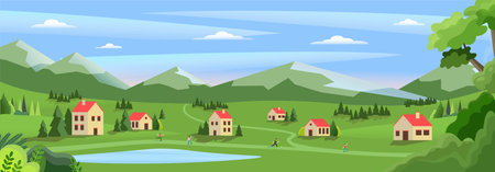 Summer panorama conceptのイラスト素材