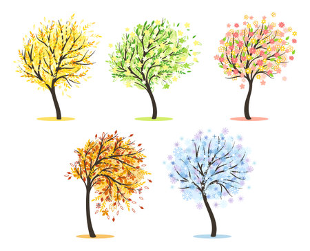 Five trees setのイラスト素材