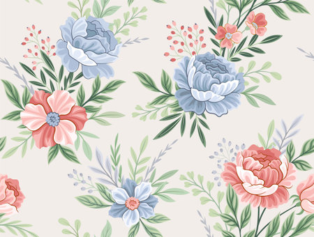 Vintage flower seamless patternのイラスト素材