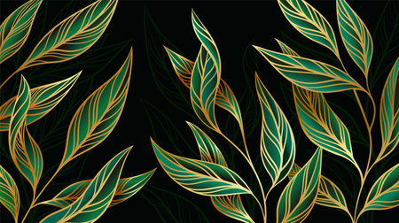 Gold line leavesのイラスト素材