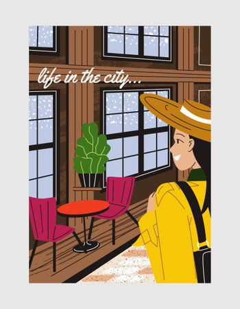 Woman in big cityのイラスト素材