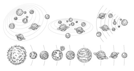 Solar system line setのイラスト素材