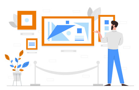 Man at exhibitionのイラスト素材