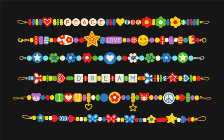 Plastic colorful braceletes setのイラスト素材