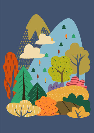 Autumn nature landscapeのイラスト素材