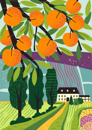 Summer or spring landscapeのイラスト素材