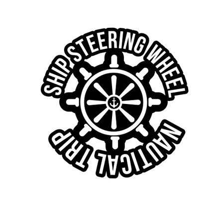 Ship wheel label black and whiteのイラスト素材