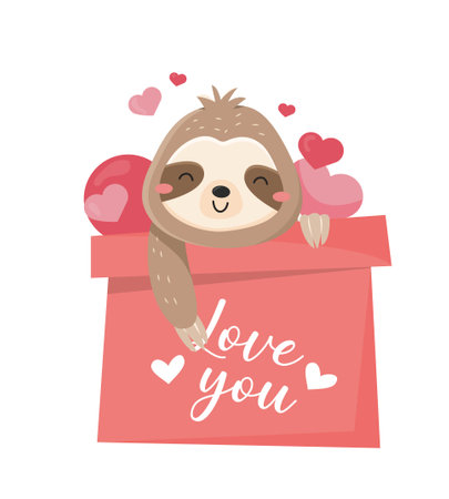 Cute sloths in gift boxのイラスト素材