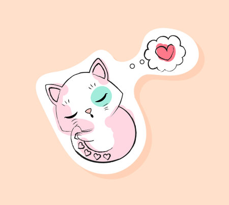Cat dreaming stickerのイラスト素材