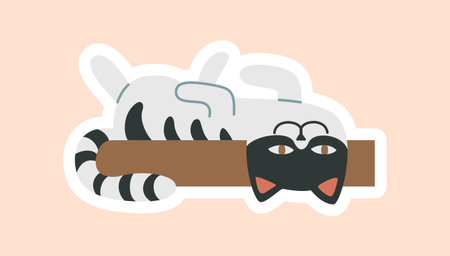 Cat lies stickerのイラスト素材