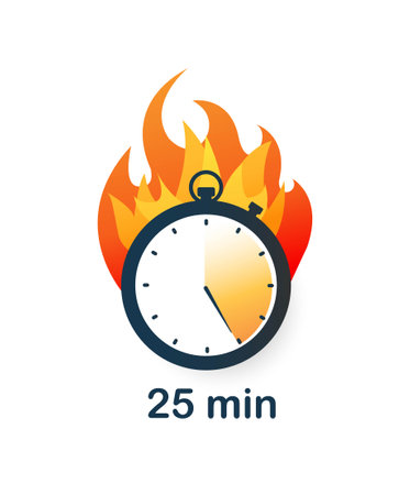 25 minutes clock on fire iconのイラスト素材
