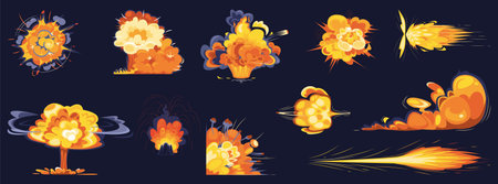 Bomb explosions setのイラスト素材