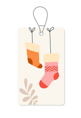 Scandinavian tag with socksのイラスト素材