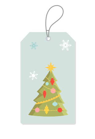 Scandinavian tag with Christmas treeのイラスト素材