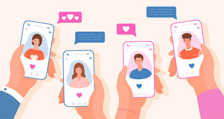 Online dating app setのイラスト素材