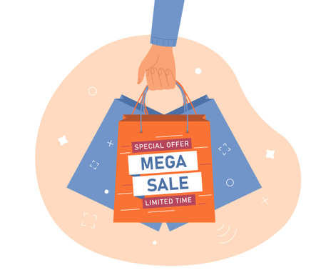 Hand with shopping bagsのイラスト素材