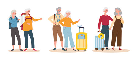 Elderly tourists setのイラスト素材