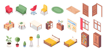 Isometric furniture setのイラスト素材