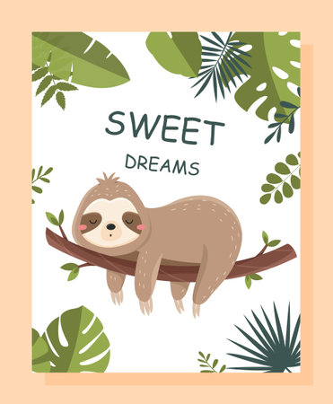 Cute sloth bannerのイラスト素材