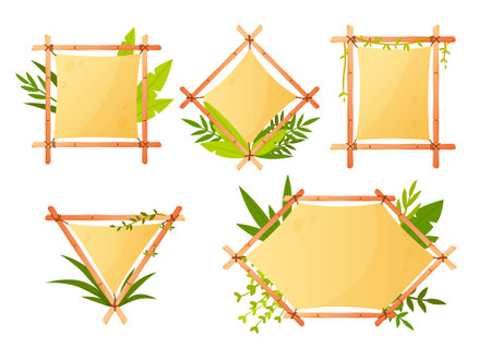 Bamboo banner frame setのイラスト素材