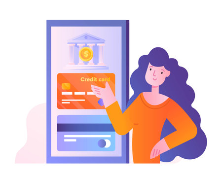 Woman pay with smartphoneのイラスト素材