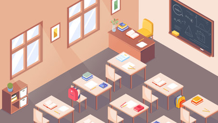 Isometric classroom conceptのイラスト素材