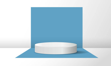 Podium with blue squareのイラスト素材