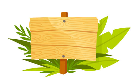 Wooden sign in jungle styleのイラスト素材