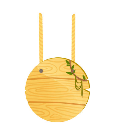 Wooden sign in jungle styleのイラスト素材