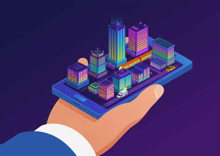 Smart city on your phoneのイラスト素材