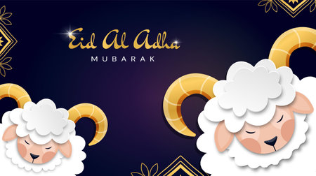 Kurban Bayram with sheepsのイラスト素材