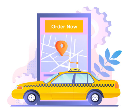 Taxi with map conceptのイラスト素材