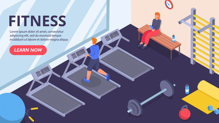 Isometric gym conceptのイラスト素材