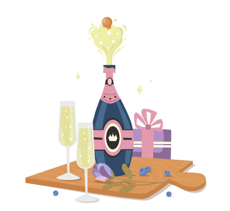 Composition with champagneのイラスト素材