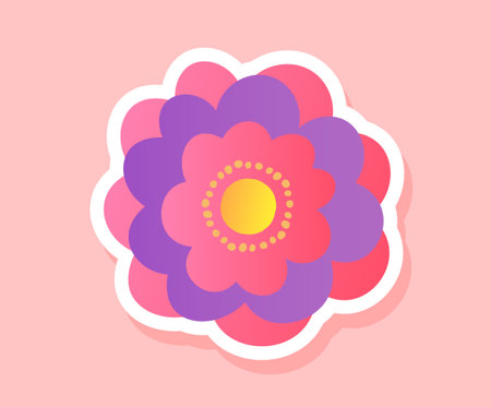 Colorful flower sticker conceptのイラスト素材