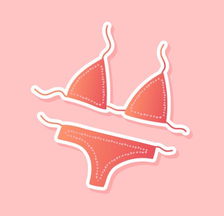 Red swimsuit sticker conceptのイラスト素材