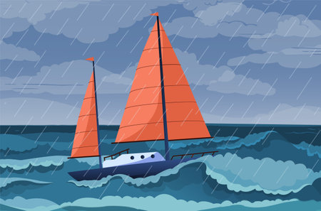Ships at sea stormのイラスト素材