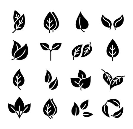 Eco leaves black setのイラスト素材