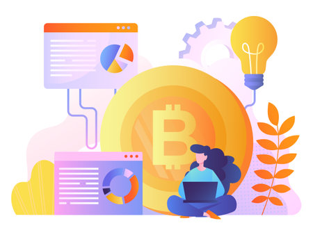 Woman with bitcoinのイラスト素材