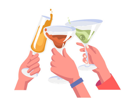 Cheers with cocktailsのイラスト素材