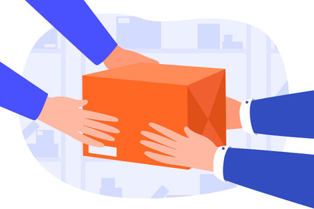 Courier giving boxのイラスト素材