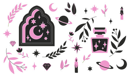 Bohemian decor setのイラスト素材