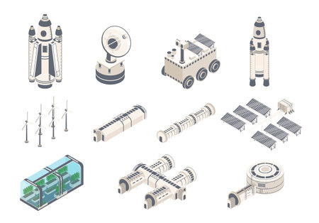 Mars isometrics setのイラスト素材