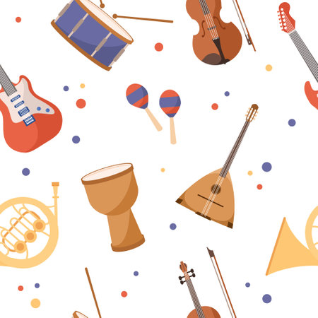Musical instruments seamless patternのイラスト素材